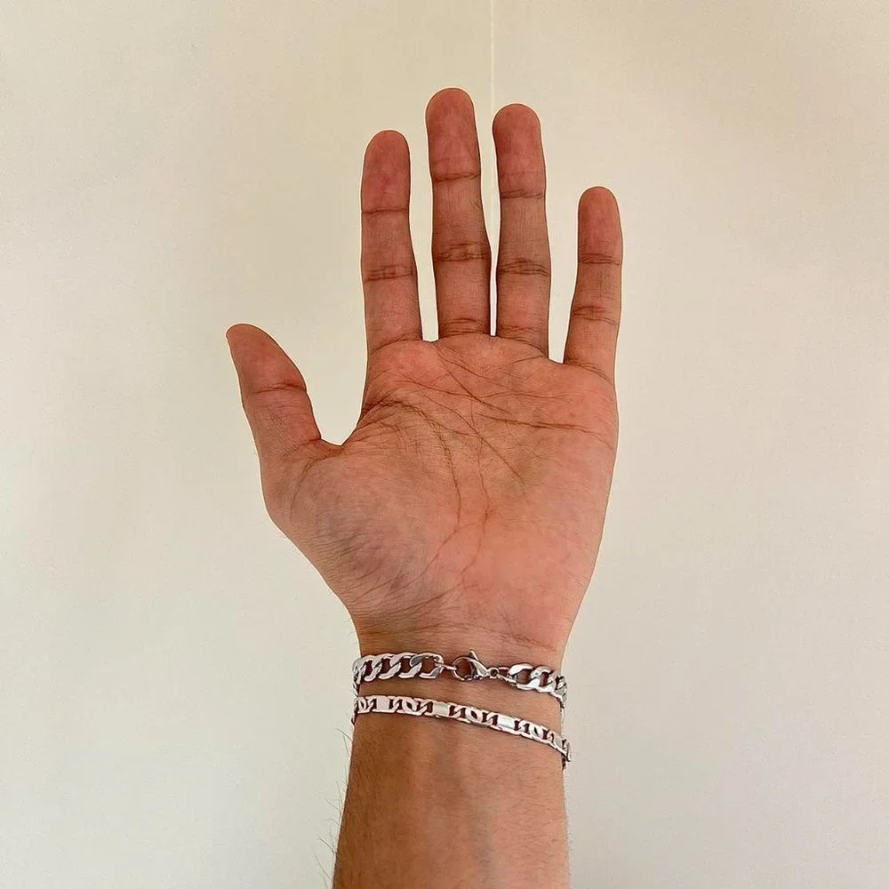 y2k 2000s black opal cuban link silver bracelet
